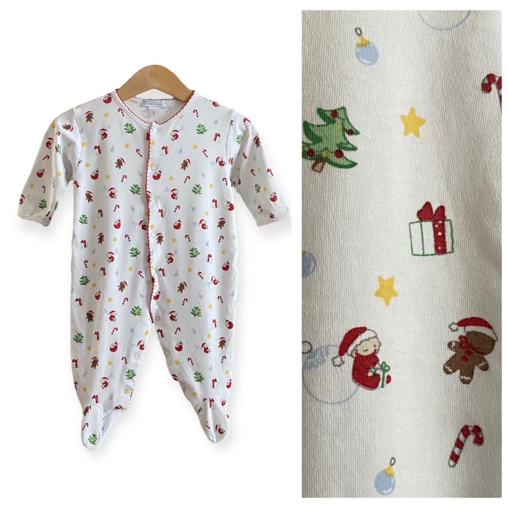 Kissy Kissy Christmas Print Pima Cotton Footie Romper 6-9 months